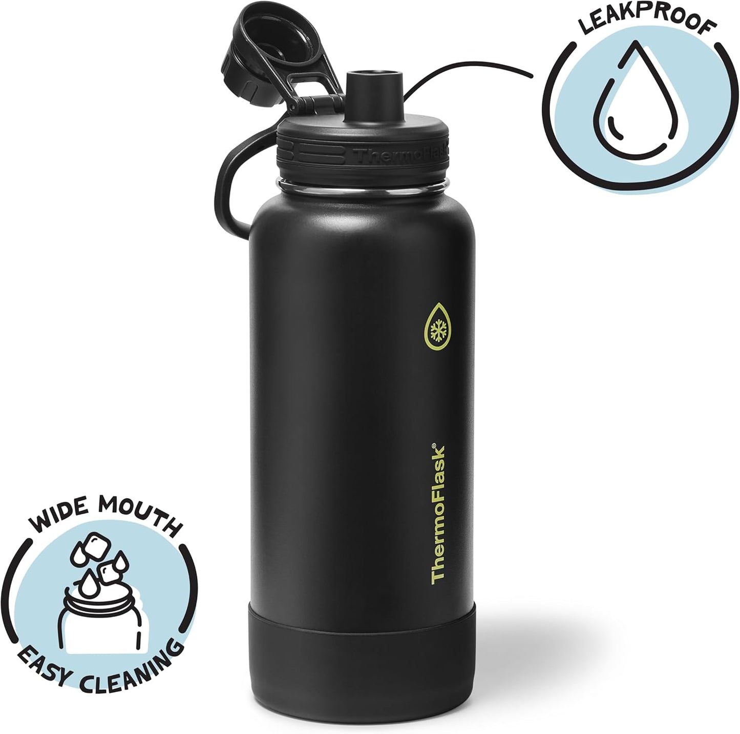 ThermoFlask Insulated Water Bottle with Spout Lid (24 oz, Lemonade Stand) - Leakproof, Stainless Steel Water Bottle for Cold & Hot Drinks, Travel & Daily Hydration