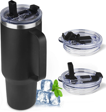 20 oz Tumbler with Handle, Stainless Steel Insulated Tumbler with Lid and Straw, Double Wall Vacuum Coffee Mug Tumbler, Insulated Coffee Thermal Cup for Cold and Hot (Light Purple)