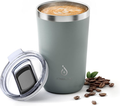 Ideus 20 oz Tumbler, Travel Coffee Mug with Splash Proof Sliding Lid, Double Wall Stainless Steel Vacuum Insulated Coffee Mug for Home and Office, Keep Beverages Hot or Cold, Avocado Green