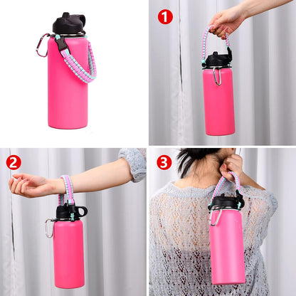 Wongeto Paracord Handle Carrier Holder with Shoulder Strap,Compatible with Hydro Flask Wide Mouth Water Bottles