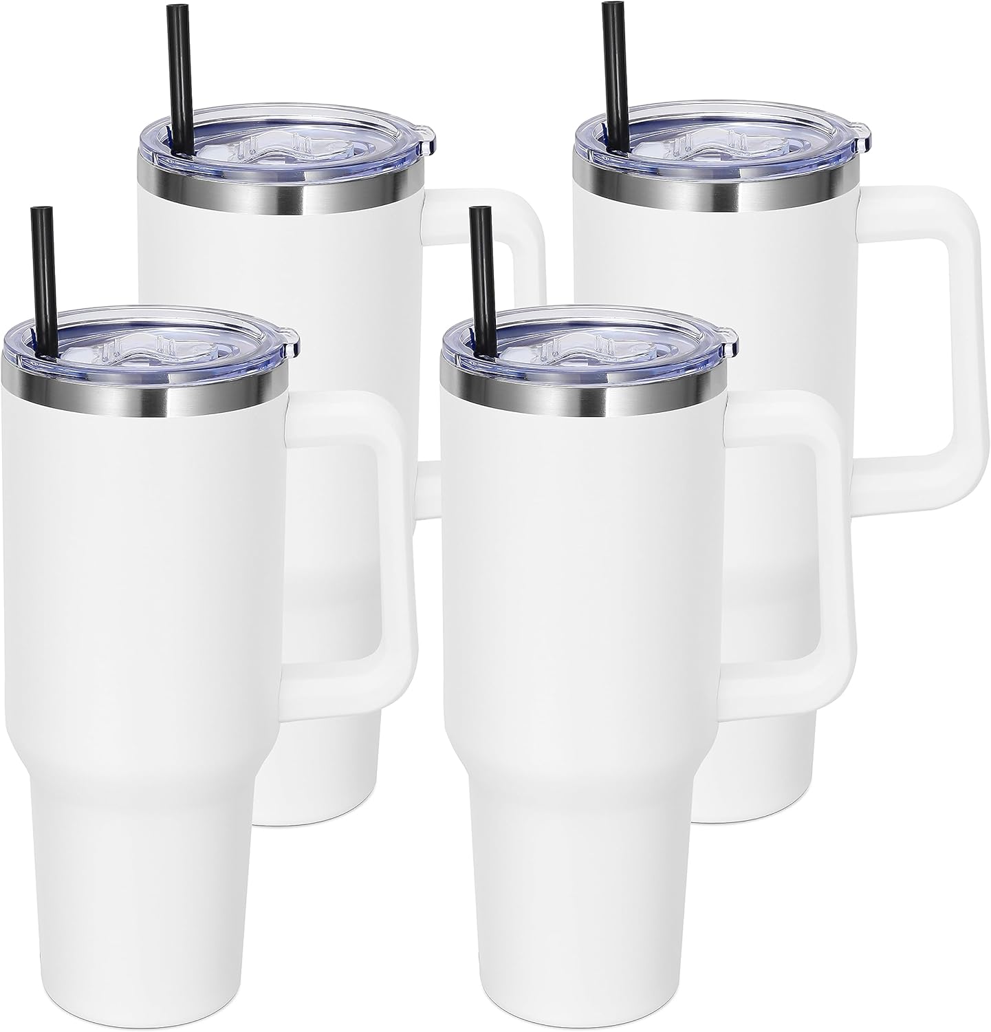 DOMICARE 40 oz Tumbler with Handle and Straw, Stainless Steel Tumbler with Lid and Straw, Reusable Vacuum Insulated Cup, Travel Coffee Mug, Blue, 1Pack