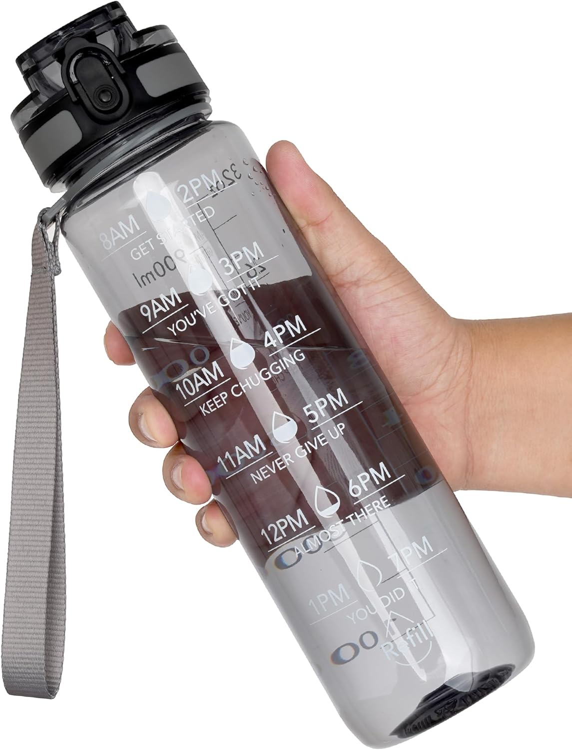 OLDLEY Water Bottle, 32oz Motivational Sports Water Bottle with Time Marker - Times to Drink - Tritan, BPA Free, Wide Mouth Leakproof, Clear (1 Bottle)