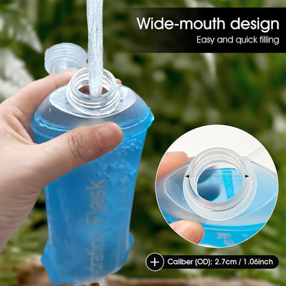 GYGYL Soft Flask, TPU Collapsible Soft Water Bottle for Hydration Pack, Running Vest, Leak-Proof Folding Water Bottle for Hiking Cycling Climbing Jogging-250ml Grey