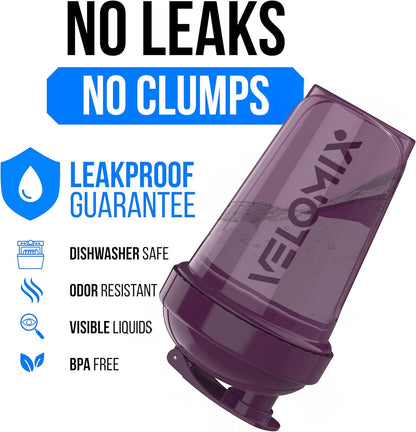 VELOMIX -2 Pack- 20 oz Protein Shaker Bottles for Protein Mixes - 2x Wire Whisk | Leak Proof Shaker Cups for Protein Shakes and Pre Workout | Protein Shaker Bottle Pack (Black/Transparent)