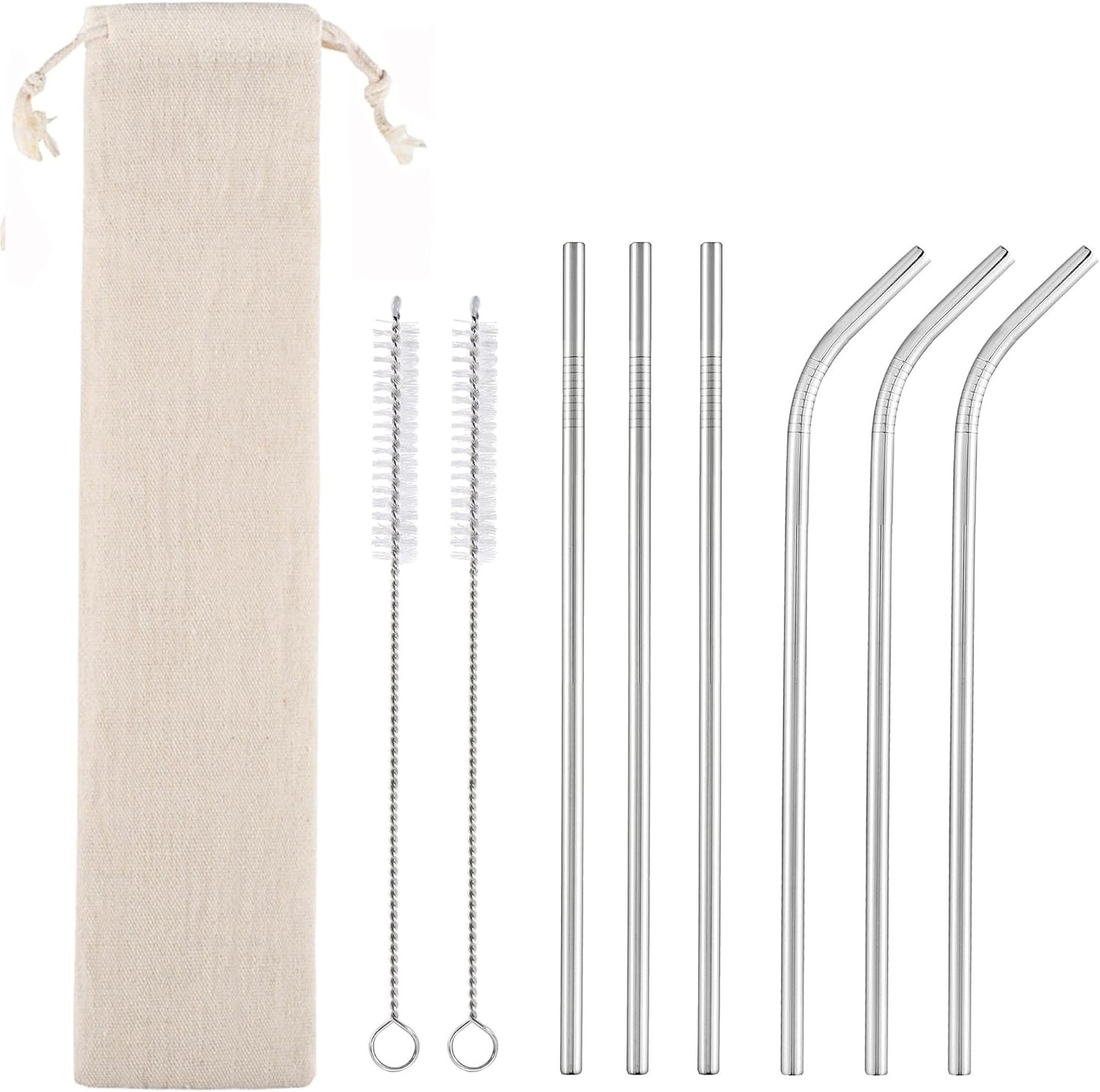 Set of 4 Reusable Metal Straws, 10.5'' Long Stainless Steel Straw with Cleaning Brushes and Case, Drinking for 30 oz and 20 oz Tumblers.