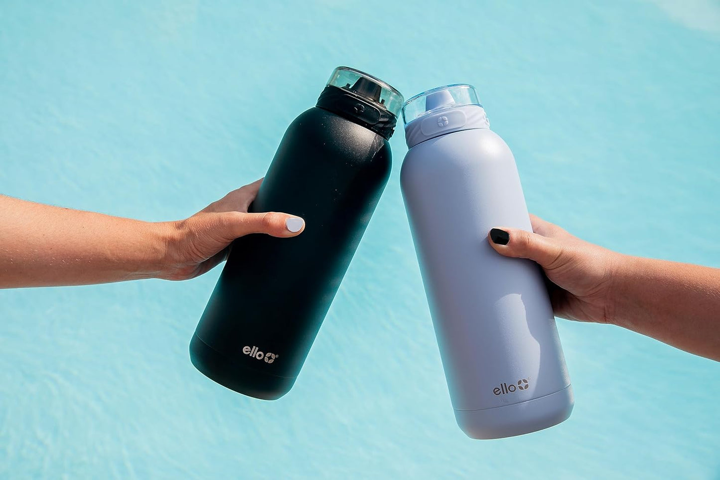 Ello Cooper 22oz Stainless Steel Water Bottle with Straw and Carry Handle, Double Walled and Vacuum Insulated Metal, Leak Proof Locking Lid with Soft Silicone Spout, Reusable, BPA Free, Lilac