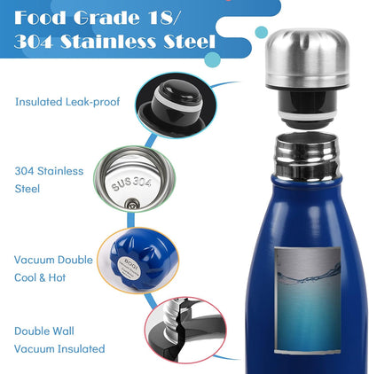 BOGI 17oz Insulated Water Bottle Double Wall Vacuum Stainless Steel Water Bottles, Leak Proof Metal Sports Water Bottle Keeps Drink Hot and Cold - Perfect for Outdoor Sports Camping Biking (Purple)