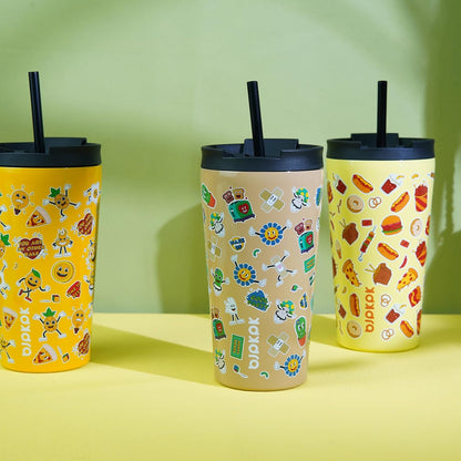 BJPKPK 22oz Insulated Tumbler With lid And Straw Stainless Steel Tumblers Travel Coffee Mug Reusable Thermal Cup,Sky