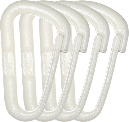 Breakwater Supply™ Hingeless Carabiner Hooks 4 Pack, Small 2-inch Gear Attachment Clips for Backpack, Keys, Keychain, Water Bottle, MOLLE + Ultralight, Tactical, D-Ring, Non-Corrosive, D-Shape
