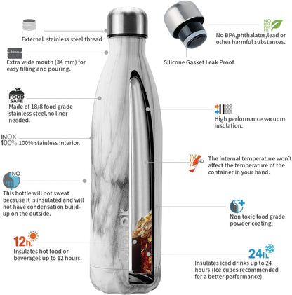 BJPKPK Insulated Water Bottle 12oz Small Stainless Steel Water Bottles Reusable Metal Thermal Keep Cold and Hot,Dreamy Purple - Colors A
