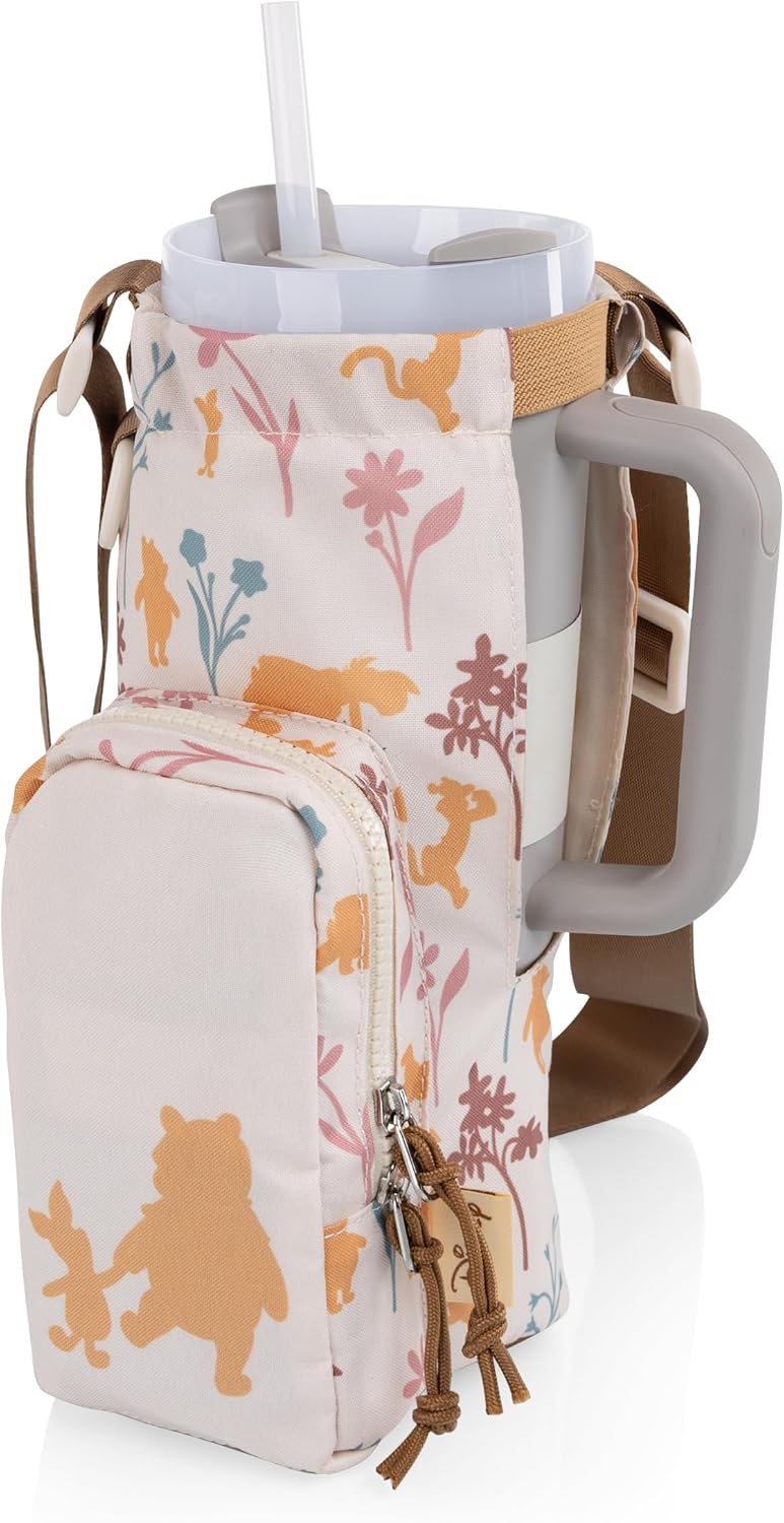 Picnic TIME Eclipse 40 oz Tumbler Tote and Crossbody Drink Carrier, Water Bottle Holder with Adjustable Shoulder Strap and Zipper Phone Pocket