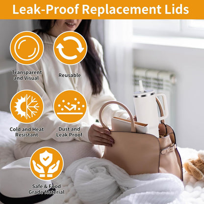 2 Pack 30 oz Flip Straw Leak Proof Lid for Stanley Quencher H2.0, Spill Proof Tumbler Lid Replacement, BPA Free Reusable No Spill Straw Lid for Stanley Accessories