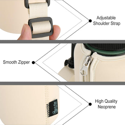 Beautyflier Neoprene Water Bottle Sleeve Insulator Cooler, Compatible with Nalgene Water Bottle 32 OZ, with Adjustable Shoulder Strap for Hydro Flask Wide Mouth Bottle 32oz, etc.