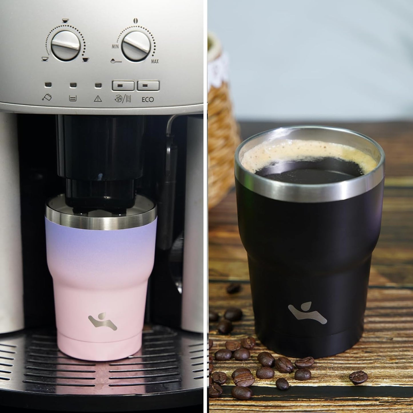 Konokyo 20 oz Tumbler with Handle and 2 Straw 2 Lid, Insulated Water Bottle Stainless Steel Vacuum Cup Reusable Travel Mug,Black