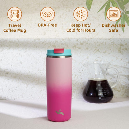 Konokyo Tumbler with Lid, 16 oz Travel Coffee Mug Double Wall Vacuum Stainless Steel Thermal Metal Cup Insulated Water Bottle,Navy Blue