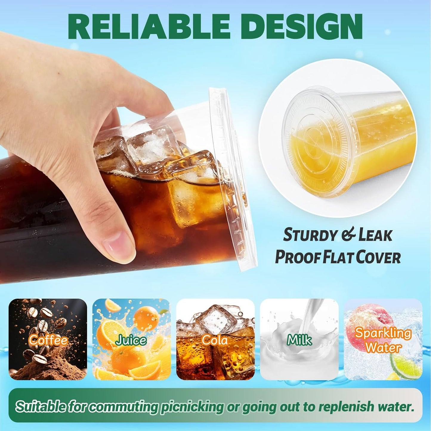 Qinsihwn 25 Set 16oz Plastic Cups with Flat Lids and Straws,Disposable Plastic Iced Coffee Cup,Disposable Clear Drinking Cups for Cold Beverages,Milkshakes,Smoothies