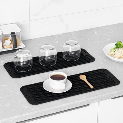 MicoYang Silicone Dish Drying Mat for Multiple Usage,Easy clean,Eco-friendly,Heat-resistant Silicone Mat for Kitchen Counter,Sink,Bar,Bottle,or Cup Green M 17 inches x 6 inches