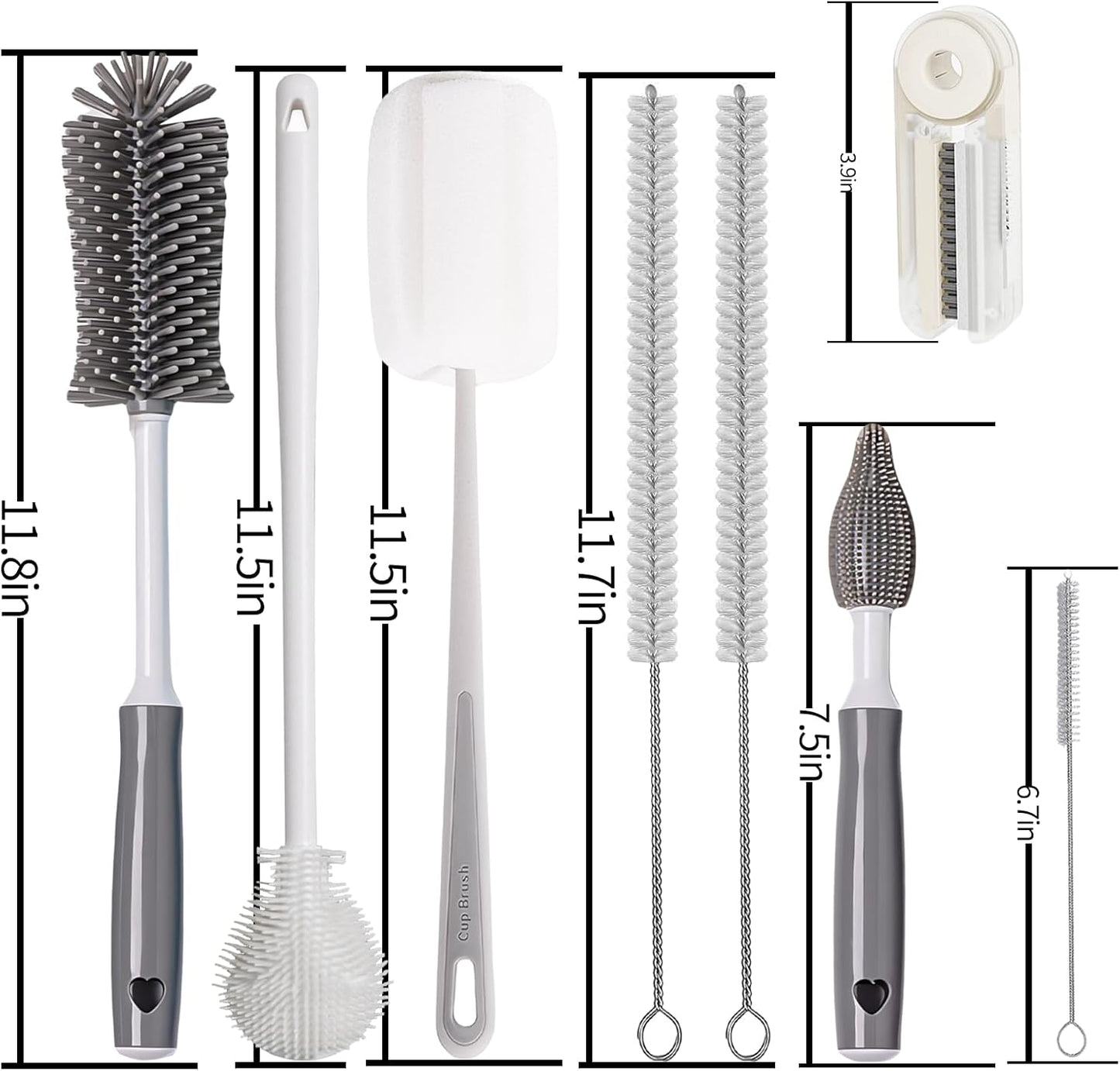 8Pcs Water Bottle Cleaner Brush Compatible with Stanley, Multipurpose Brush Cleaner Kit with Nylon Straw Brush 4 in 1 Bottle Gap Cleaner and Silicone Cup Cleaners