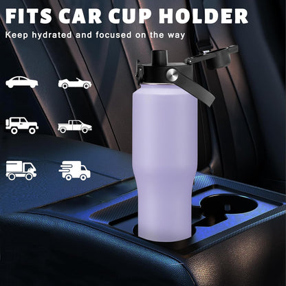 Insulated Water Bottle 40 oz - Fits in any Car Cup Holder, Keep Cold 48H Hot 24H, Stainless Steel Waterbottle Double Wall Flask with Straw, Pop-up Spout Lid, Paracord Handle, Carrier Bag