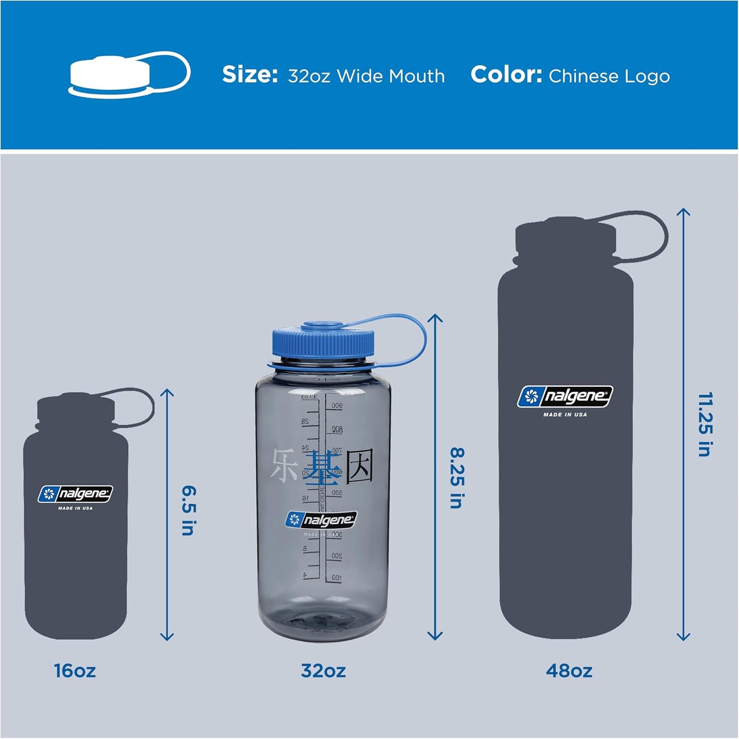 Nalgene 32 oz Wide Mouth Water Bottle | BPA-Free, Durable & Leak Proof, Lightweight Bottle for Hiking & Gym, Work & Travel