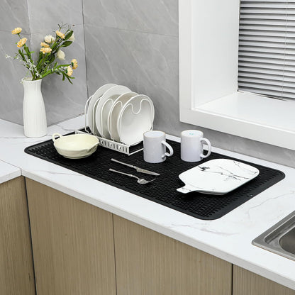 MicoYang Silicone Dish Drying Mat for Multiple Usage,Easy clean,Eco-friendly,Heat-resistant Silicone Mat for Kitchen Counter,Sink,Bar,Bottle,or Cup Green M 17 inches x 6 inches