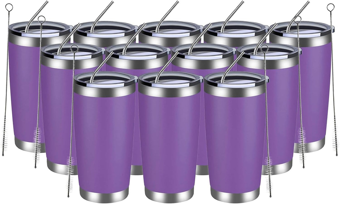 MEWAY 20oz Tumbler Cup Double Wall Vacuum Insulated Travel Mug Bulk, Stainless Steel Tumblers with Lid and Straw, Durable Powder Coated Coffee Cups for Cold & Hot Drinks (Navy, 1)