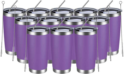 MEWAY 20oz Tumbler Cup Double Wall Vacuum Insulated Travel Mug Bulk, Stainless Steel Tumblers with Lid and Straw, Durable Powder Coated Coffee Cups for Cold & Hot Drinks (Navy, 1)