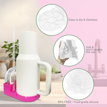 WORBSS Silicone Drying Rack for Stanley Cup 20 30 40oz Tumbler & Hydro Flask & Simple Modern Trek, Drain Rack Accessories for Water Bottles Tumblers Cups Mugs Glasses ,or Straw and Cup Lid