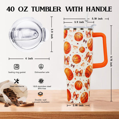 Ceovfoi 40 oz Pickleball Coffee Mug Vacuum Insulated Travel Tumbler with Handle, Lid & Straw - Perfect Pickleball Gifts for Players, Coaches, Lovers | Pickleball Accessories