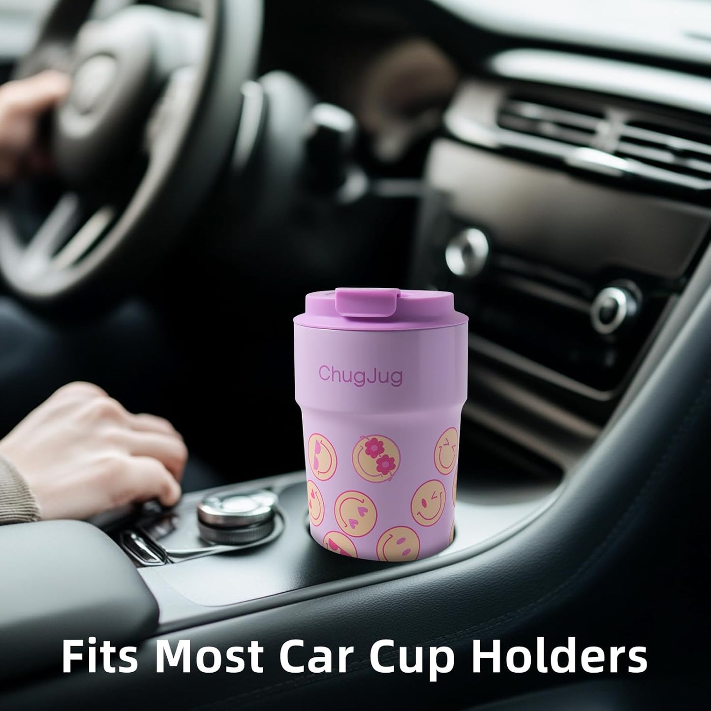 16 oz Travel Coffee Mug with Ceramic Coating, Leak-Proof Vacuum Insulated Coffee Tumbler with Lid, Reusable Double Wall Stainless Steel Travel Cup for Hot& Cold Drinks (Violet Dream)