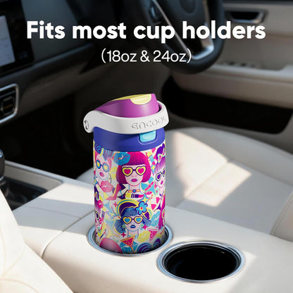 ENCOOL Leakproof Insulated Water Bottle with Straw Dual-Sip Water Bottle Bag-Safe Design for Work, Commute & Gym – Keeps Drinks Cold All Day, 24 oz, Lemonade Pink - Colors A