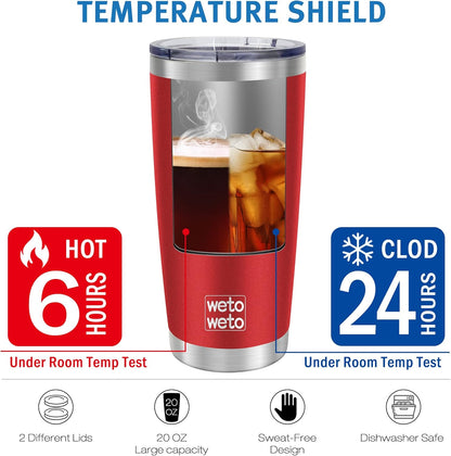 WETOWETO 20oz Tumbler, Stainless Steel Vacuum Insulated Coffee Travel Mug, Double Wall Powder Coated Insulated Coffee Mug Travel Mug with Lid Thermal Cup for Outdoor (Navy Blue, 1 Pack)