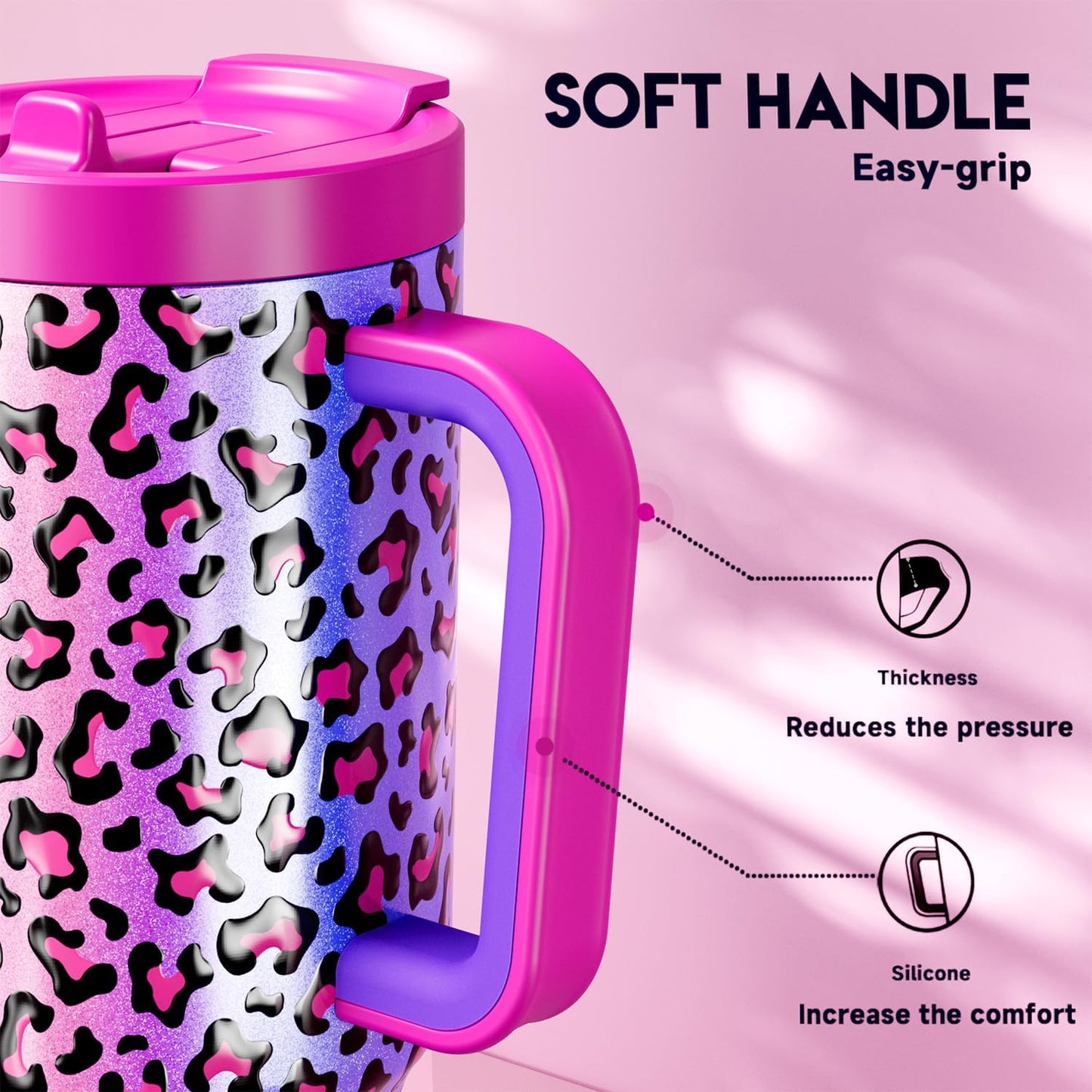 Meoky 32 oz Tumbler with Handle and Flip Straw, 100% Leakproof Tumbler with Lid and Straw, Stainless Steel Insulated Cup, Cupholder Friendly, Keeps Cold for 24 Hours (Night)