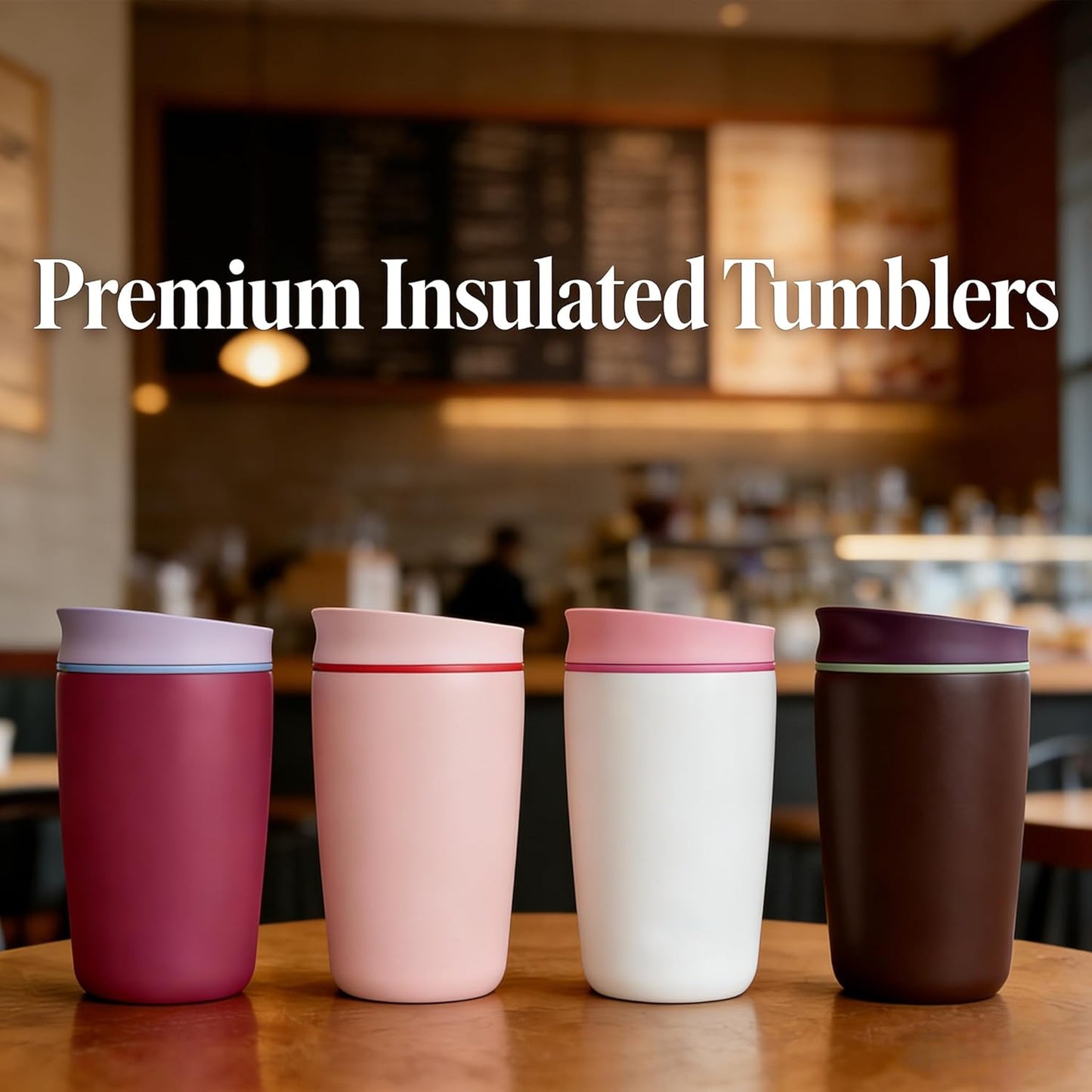 SmoothSip 12 oz Insulated Stainless Steel Coffee Tumbler with Slider Lid, Travel Mug for Hot and Iced Beverages, Black with Brown Lid