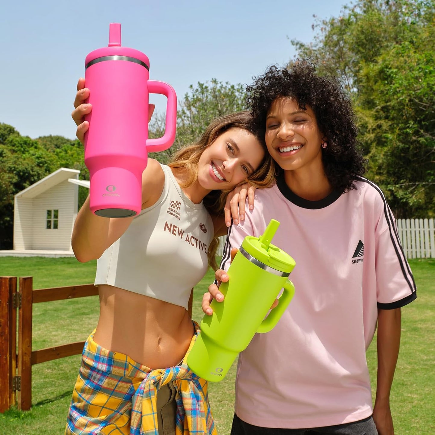 40 oz Tumbler with Handle and Straw: Stainless Steel Insulated Tumbler Keeps Cold for 24 Hours, Leakproof Travel Cup Fits in Cup Holder and BPA-Free, Cotton Candy
