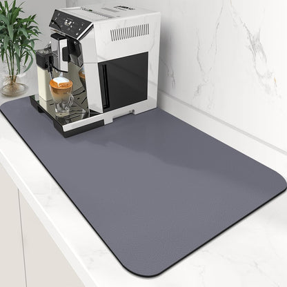 WISELIFE Coffee Mat Super Absorbent Dish Drying Mat Coffee Bar Accessories Match with Machine Large Drying Mats for Kitchen Counter 12" W x 19" L, Black