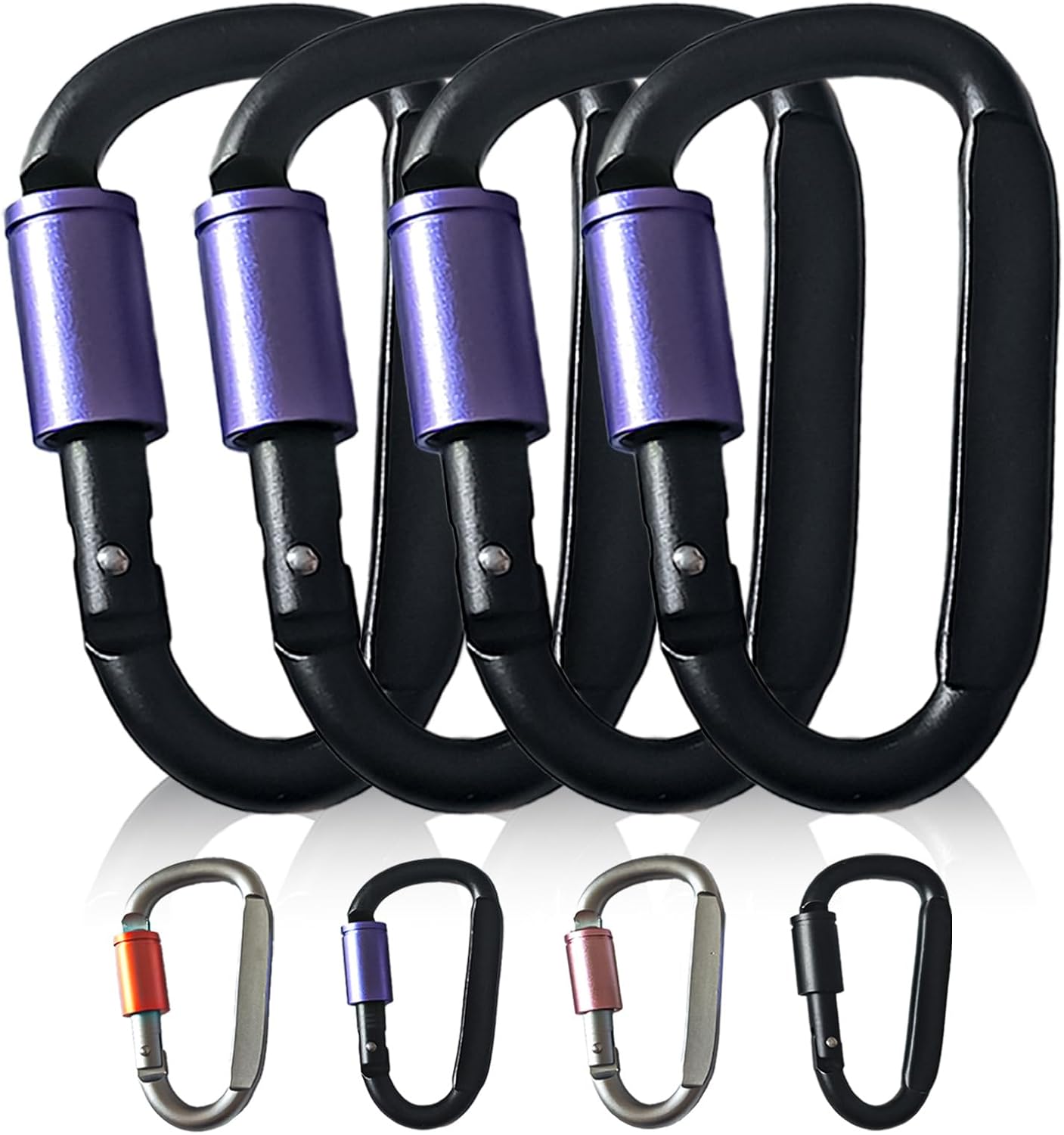 Paracord Keychain/Carabiner Clip - Jaymokes D Ring Metal Hook for Water Bottle, Key, Backpacks and More