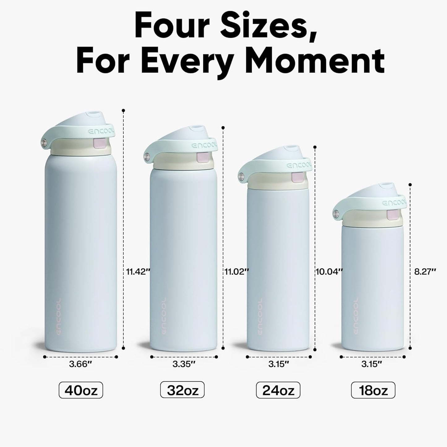 ENCOOL Leakproof Insulated Water Bottle with Straw Dual-Sip Water Bottle Bag-Safe Design for Work, Commute & Gym – Keeps Drinks Cold All Day, 24 oz, Lemonade Pink - Colors A