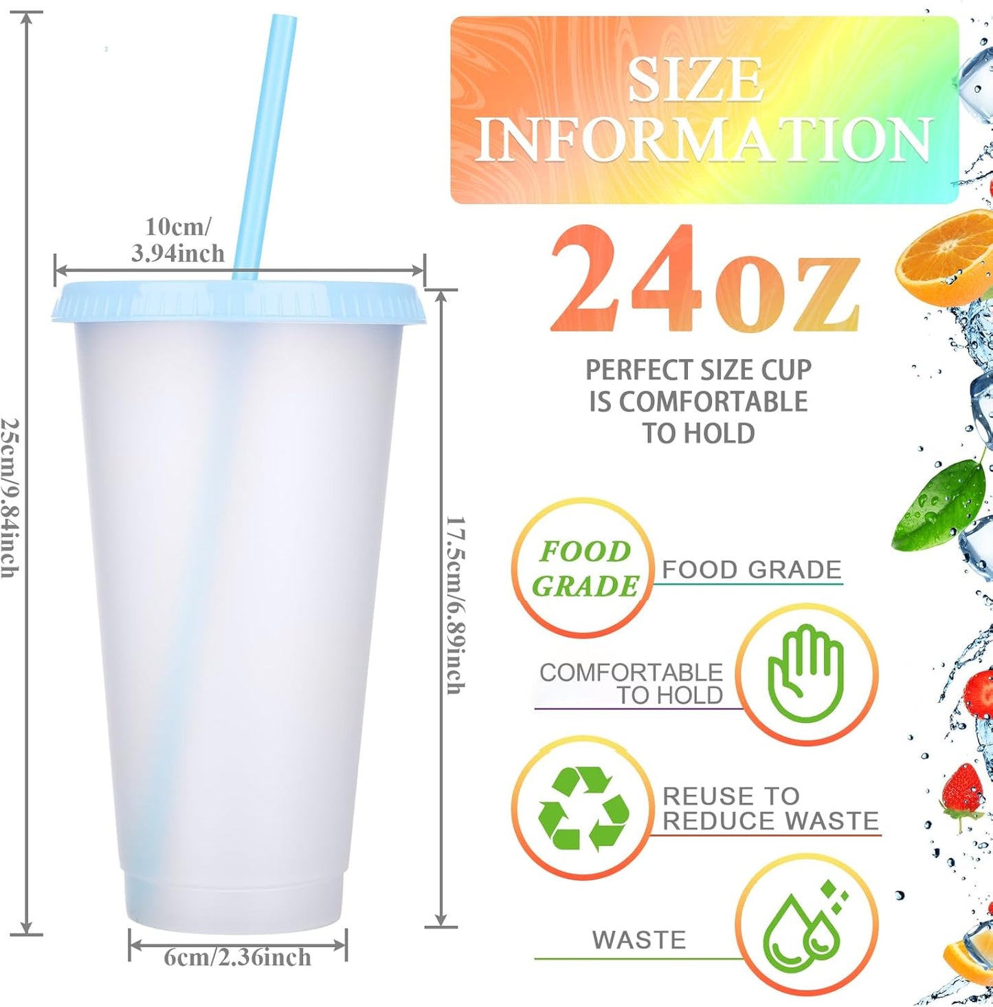 Honeydak 15 Pack Tumbler with Straw and Lid Bulk Cups for Gifts Water Bottle Iced Coffee Travel Mug Cup Reusable Plastic Tumblers for Party Birthdays 24-27 oz (Solid Color)