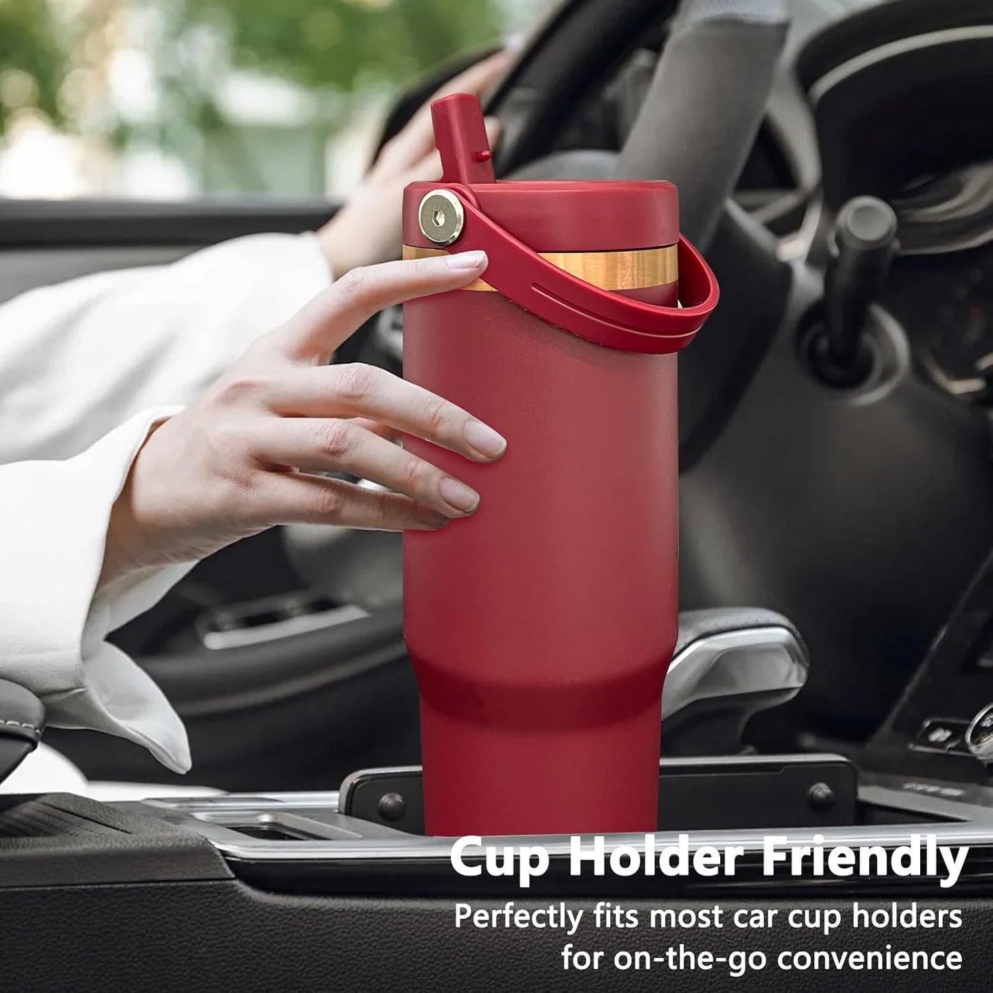 30 oz Tumbler Bulk with Handle and Straw, Vacuum Insulated Tumblers with Flip Straw and Top Handle, Leakproof Powder Coated Tumbler, Stainless Steel Travel Mug for Coffee (Black, 1 Pack)