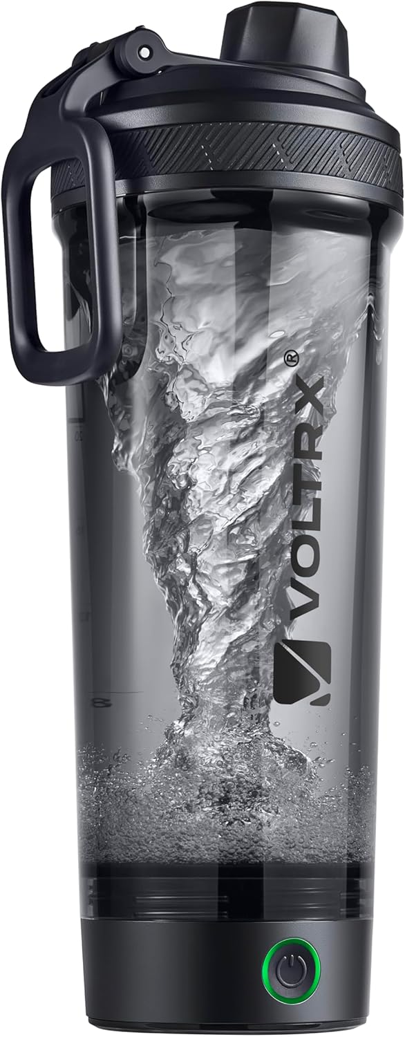 VOLTRX Electric Protein Shaker Bottle - USB Rechargeable Mixer Cup for Shakes and Meal Replacements, BPA-Free Tritan, 20oz