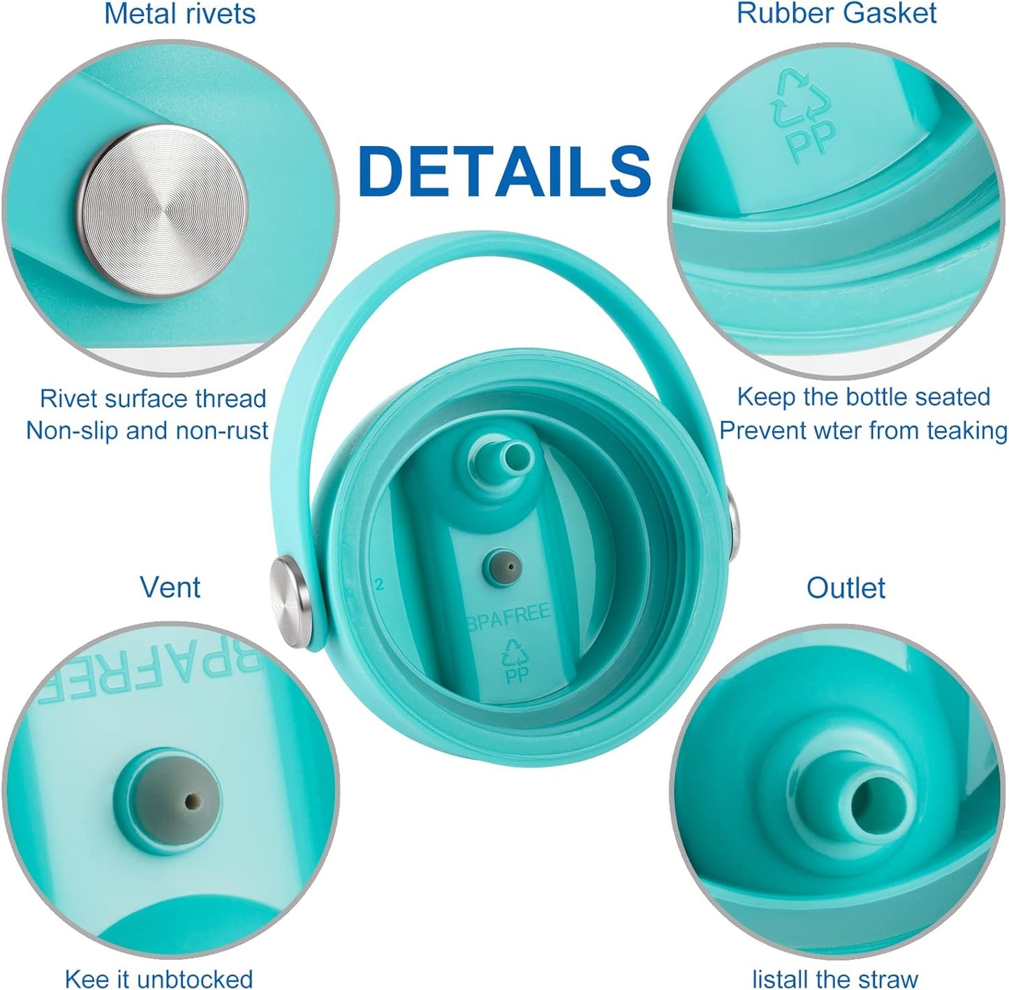 RRegeny Straw Lid for Hydro Flask Wide Mouth 32 40 oz, Lids with Flexible Handle compatible with HydroFlask, Replacement Sports Flex Cap Wide Mouth Top