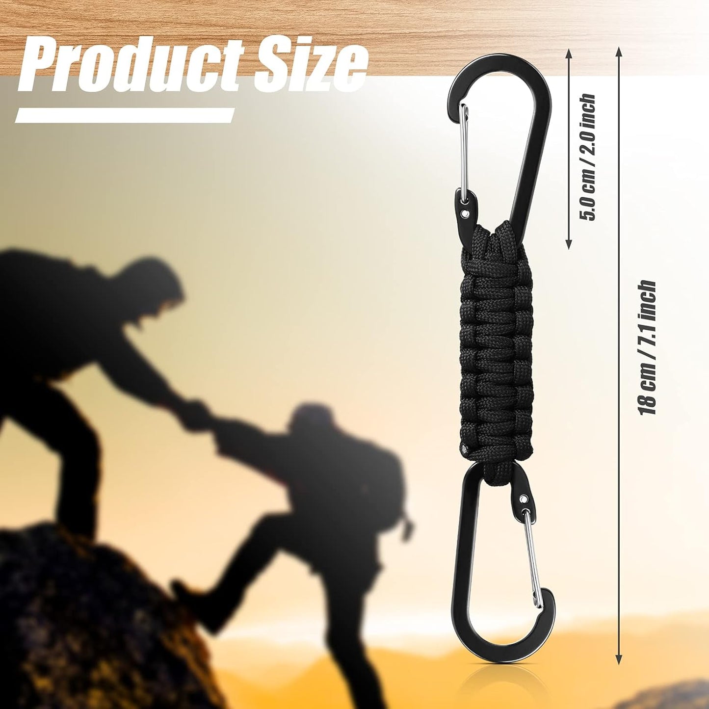 Ferraycle 5 Pcs Paracord Keychain Carabiner Clip Braided Lanyard Water Bottle Clips Tactical Keychain Backpack Accessories