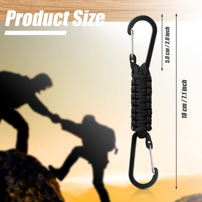 Ferraycle 5 Pcs Paracord Keychain Carabiner Clip Braided Lanyard Water Bottle Clips Tactical Keychain Backpack Accessories