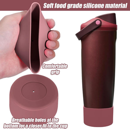 Mity rain 2PCS Protective Silicone Boots for Owala 30oz & 40oz FreeSip Sway Bottles & Tumblers - Accessories for owala, Enhances Stability & Prevents Scratches(Black Cherry)
