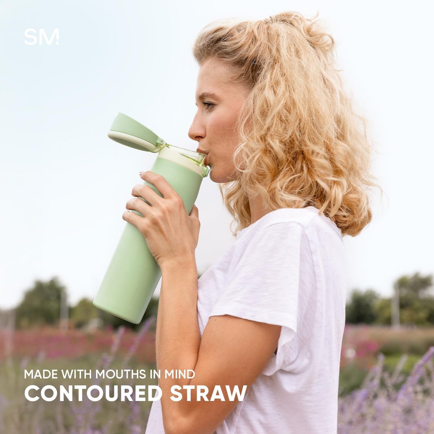 Simple Modern Mesa Loop Water Bottle with Covered Straw and Handle | 24oz Cup Holder Friendly Insulated Stainless Steel Bottles for Travel, Sports and School | Iris Sage - Colors A