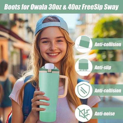 Mity rain 2PCS Protective Silicone Boots for Owala 30oz & 40oz FreeSip Sway Bottles & Tumblers - Accessories for owala, Enhances Stability & Prevents Scratches(Black Cherry)