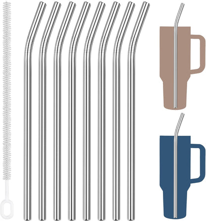 Tomorotec 8-Pack Stainless Steel Straws Fit for 40oz Stanley Tumblers, 12" Metal Straws Fit for Stanley Cup with 1 Brush, Reusable Drinking Straws for Smoothies, Milkshakes, Dishwasher Safe & BPA-Free