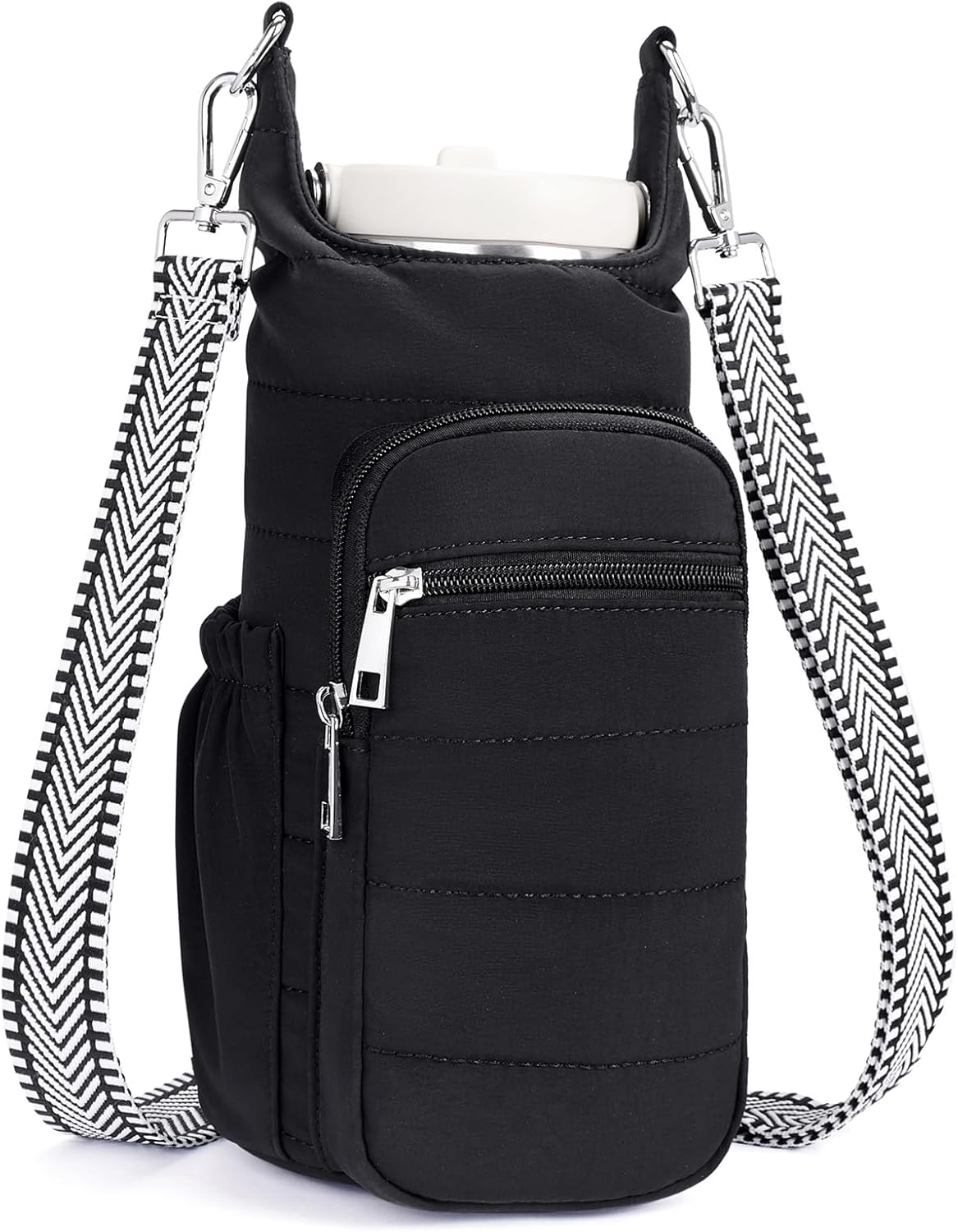 Water Bottle Bag 40 oz Crossbody Bag Insulated Carrier Purse Holder for Walking Hiking with Adjustable Strap