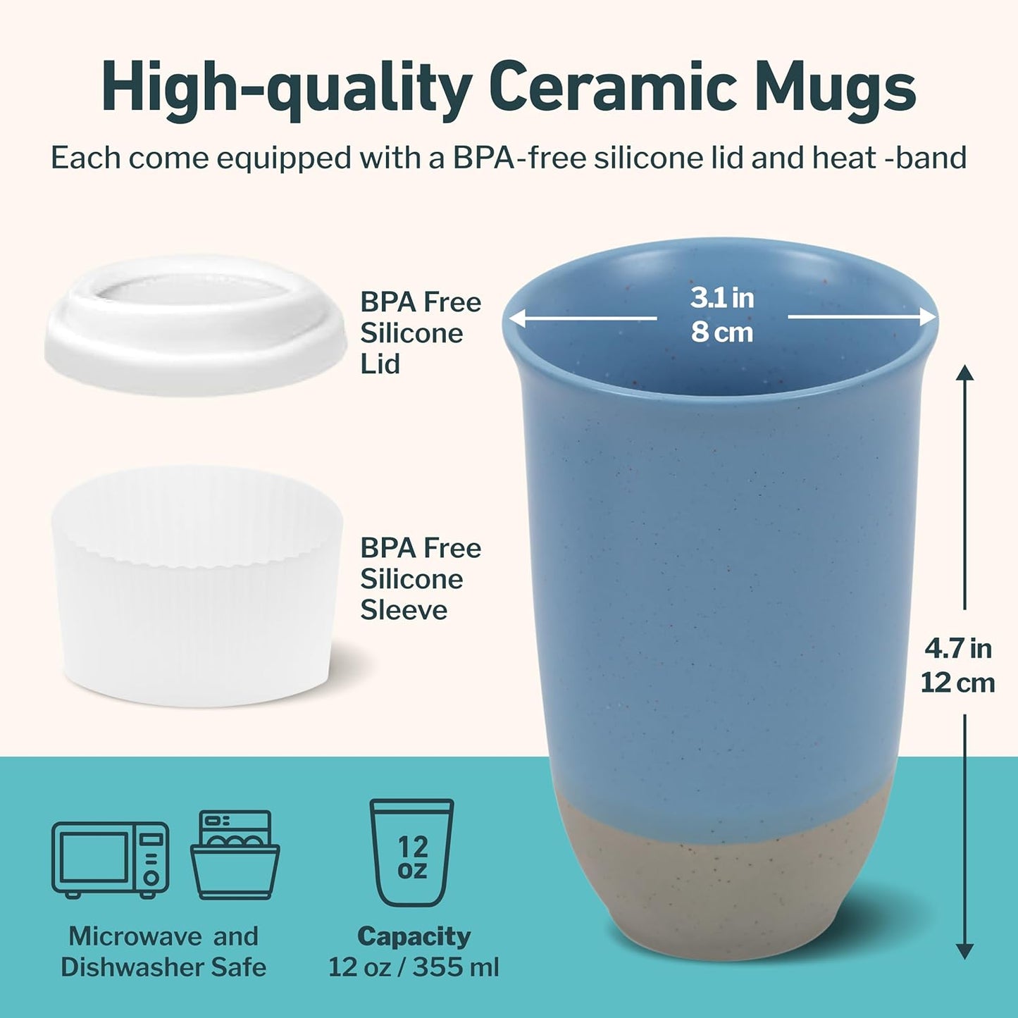 NOVA CERAMICS Coffee Tumbler – Travel Mug - On the Go Coffee Mug – Microwave & Dishwasher Safe Green Coffee Tumbler - Gifts For Women Men Him Her – 16oz – Monsoon